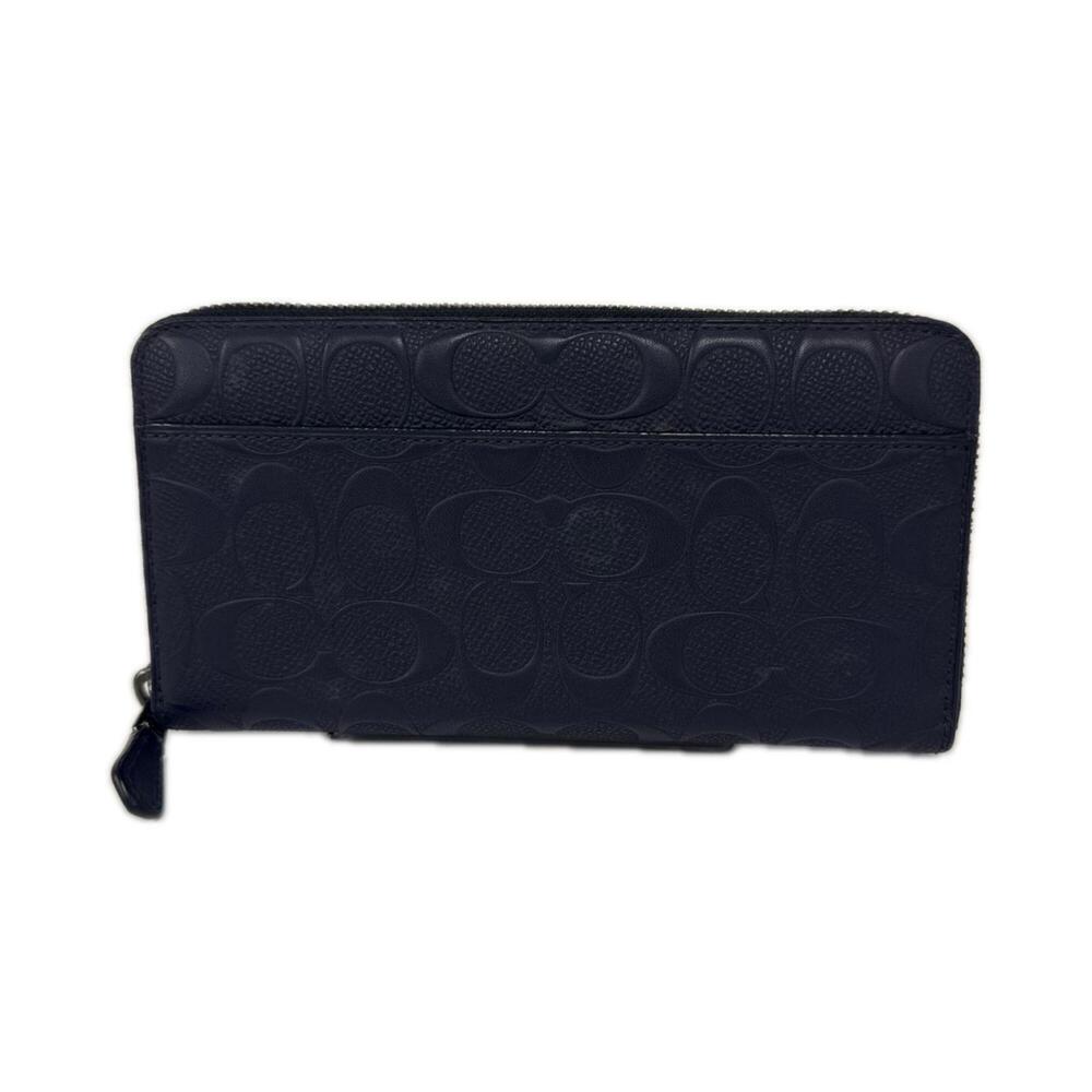 COACH Signature Leather Accordion Wallet CE551 Long Black Men's